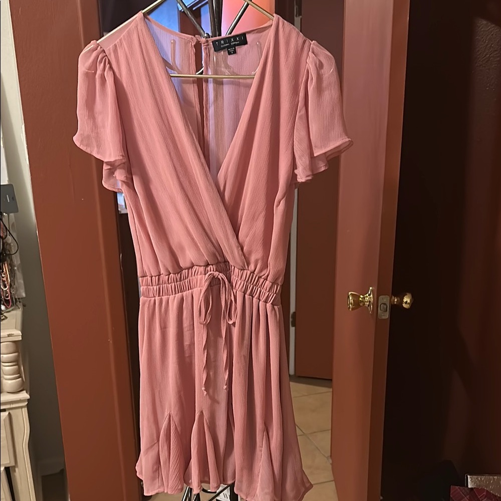 Elegant Pink Wrap Dress